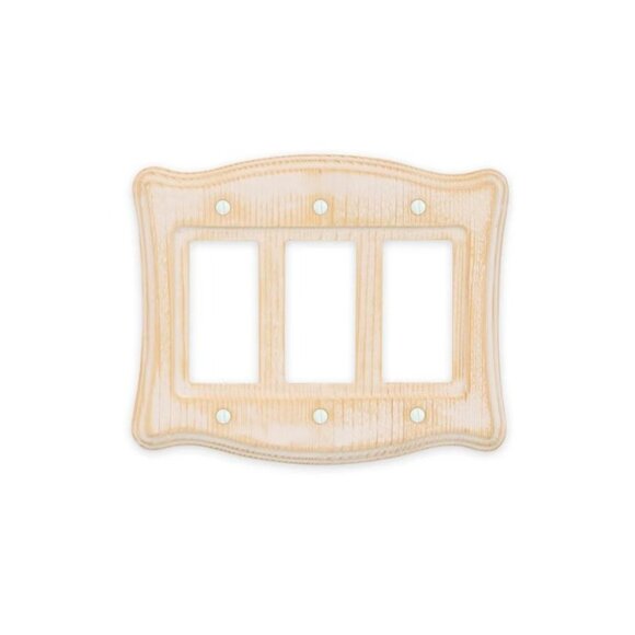 Allen + Roth 3-Gang Wall Plate Distressed White Wood Rustic Farmhouse - Picture 5 of 6